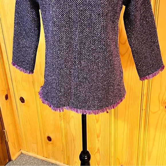 Ann Mashburn Ana Wool Tweed Fringe Mock-Turtleneck Tunic Top Sz-XS - Picture 7 of 10